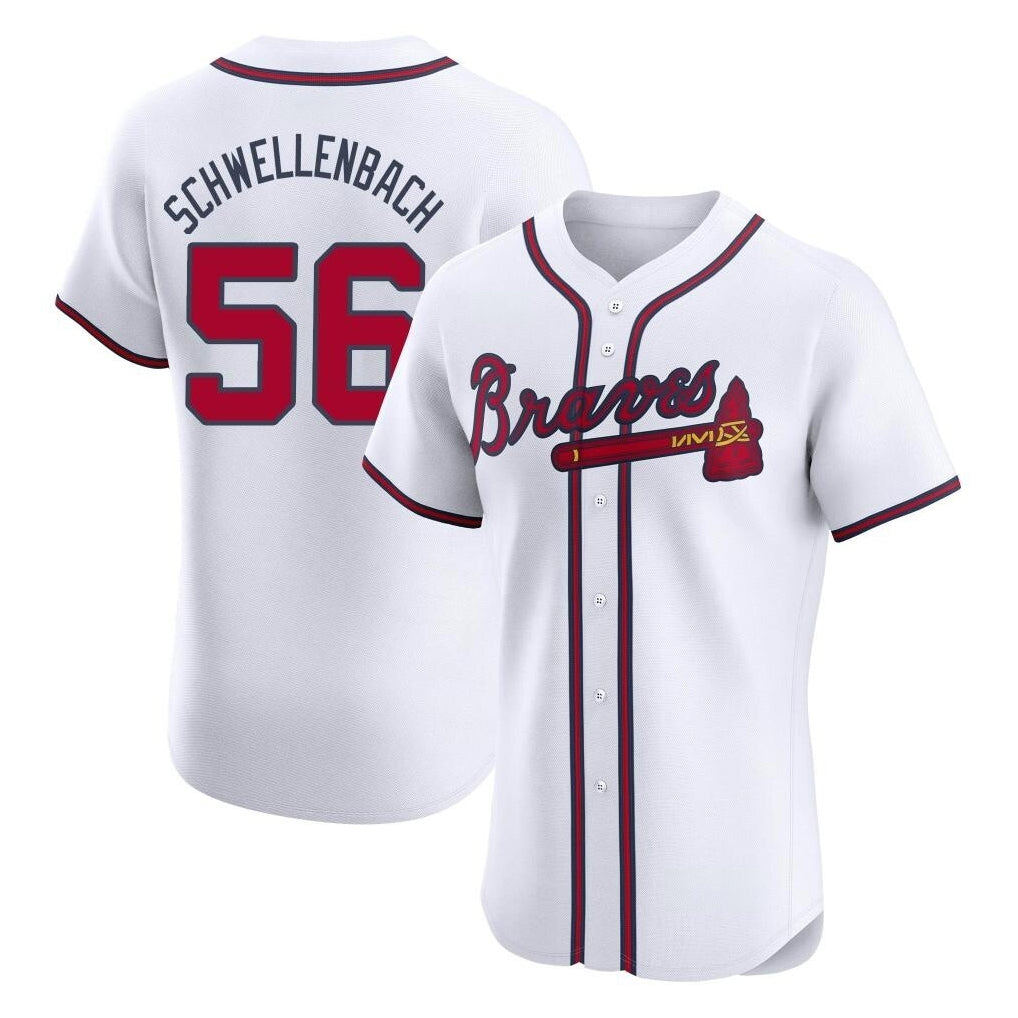 Atlanta Braves #56 Spencer Schwellenbach Player White FEDASGOGE Limited Elite Home Game Stitched Jerseys