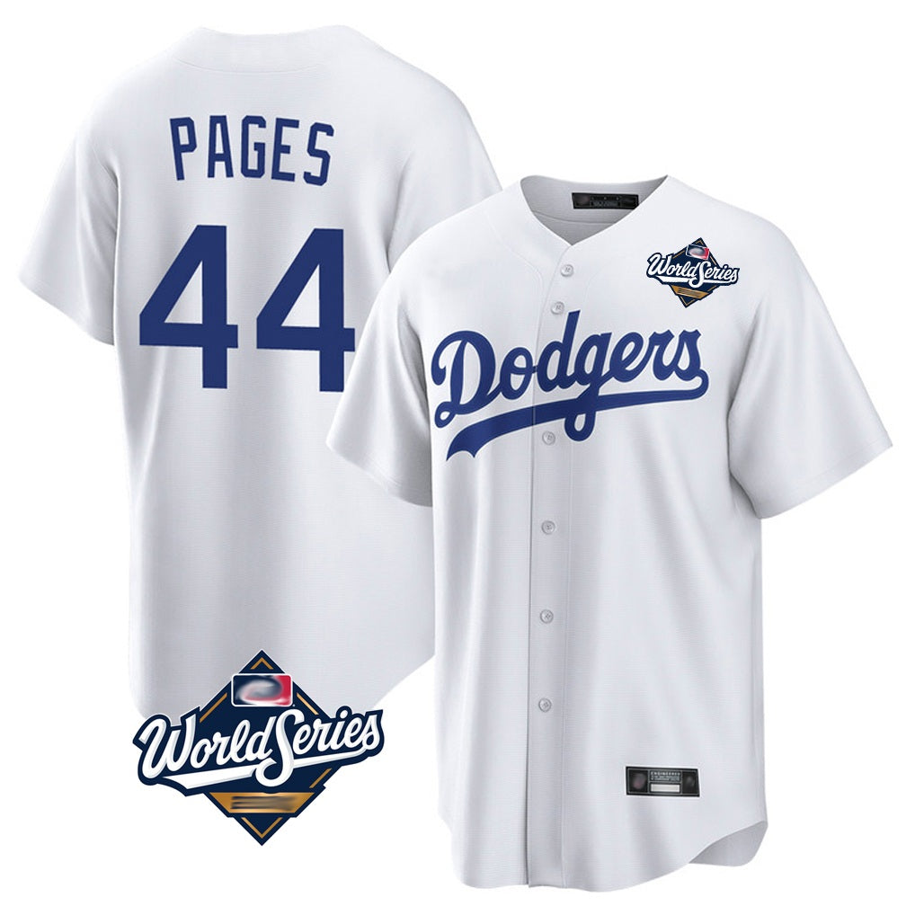 Los Angeles Dodgers #44 Andy Pages Player White FEDASGOGE World Series Game Home Stitched Jerseys