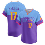 Colorado Rockies #17 Todd Helton Player Purple-Light Blue FEDASGOGE City Connect Limited Home T-shirt Stitched Jerseys