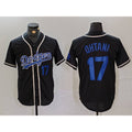Los Angeles Dodgers #17 Shohei Ohtani Number Black FEDASGOGE Cool Base With Patch Stitched Jerseys