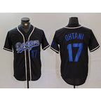 Los Angeles Dodgers #17 Shohei Ohtani Number Black FEDASGOGE Cool Base With Patch Stitched Jerseys