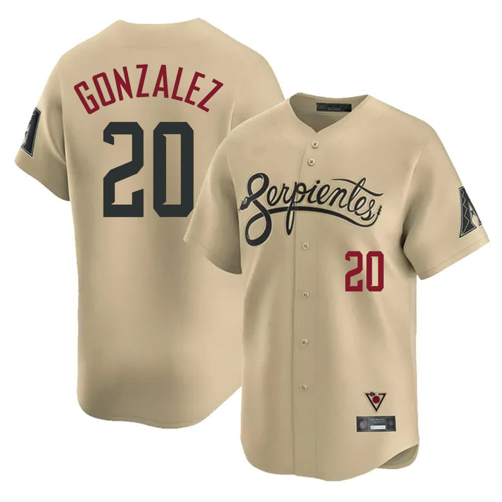 Arizona Diamondbacks #20 Luis Gonzalez Player Tan FEDASGOGE City Connect Limited Home Game Stitched Jerseys