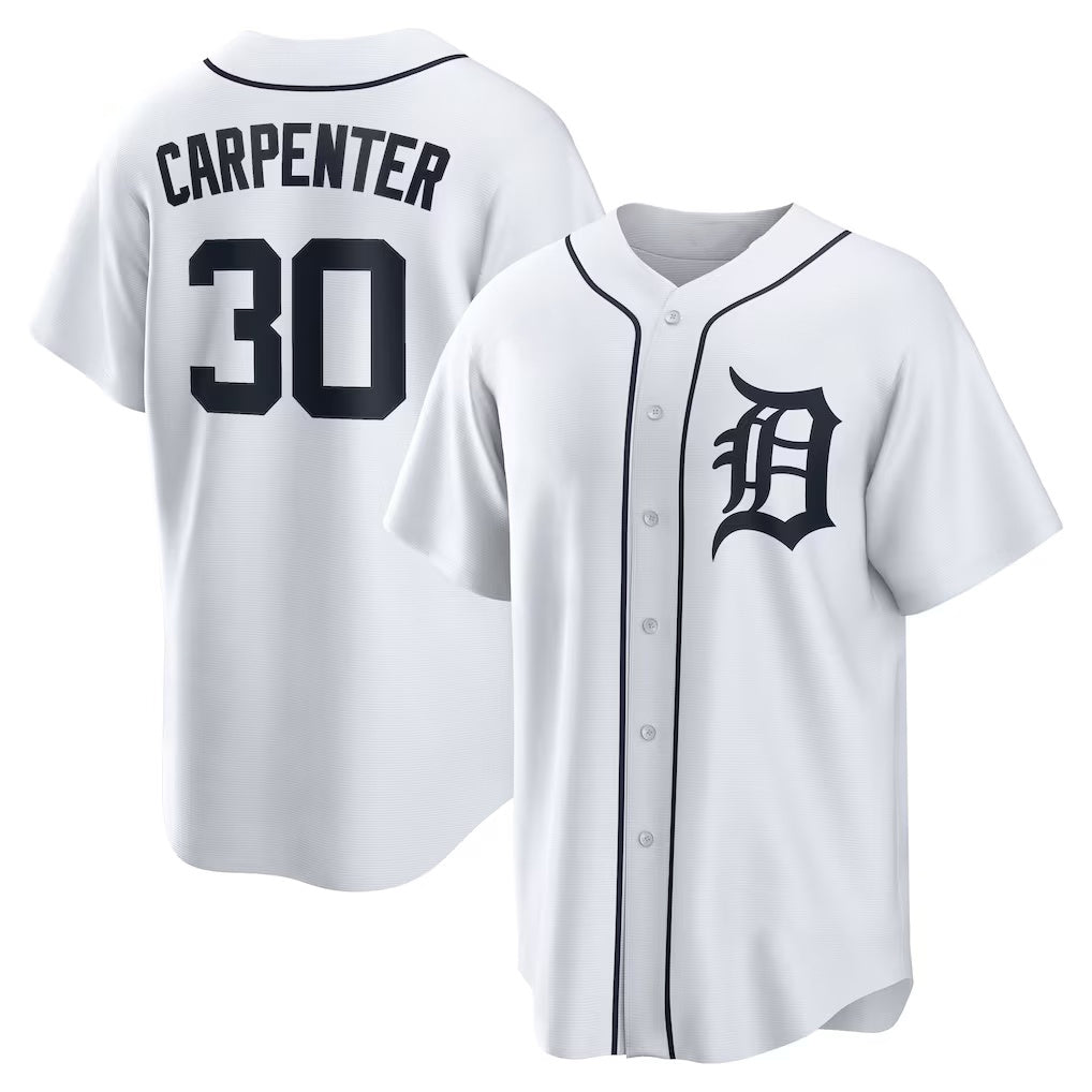 Detroit Tigers #30 Kerry Carpenter White FEDASGOGE Home Replica Jersey