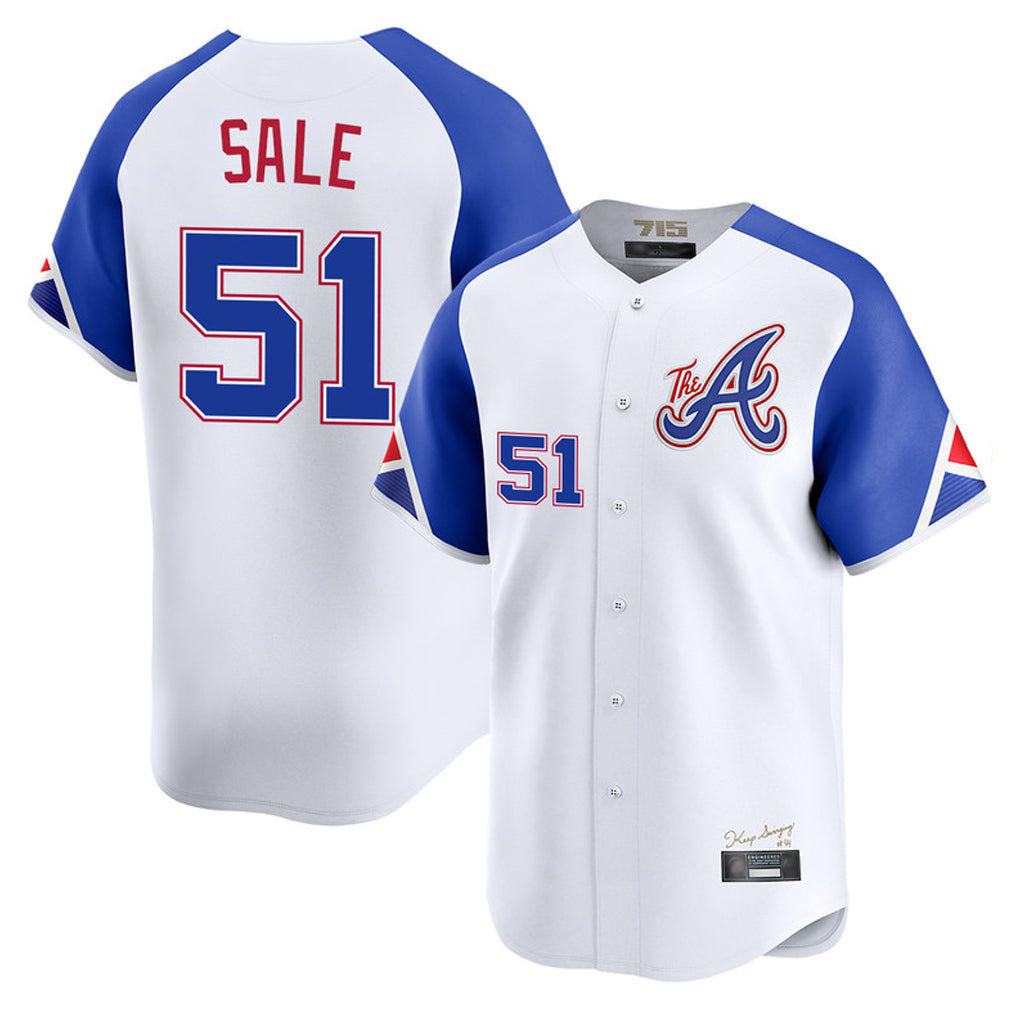 Atlanta Braves #51 Chris Sale Player White FEDASGOGE City Connect Limited Home Game Stitched Jerseys