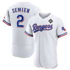 Texas Rangers #2 Marcus Semien White FEDASGOGE 2023 World Series Flex Base Stitched Jersey