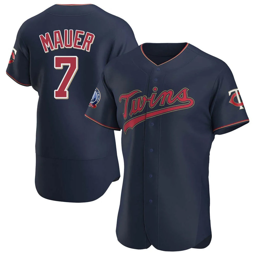 Minnesota Twins #7 Joe Mauer Player Navy FEDASGOGE60th Home Limited Elite Stitched Jerseys