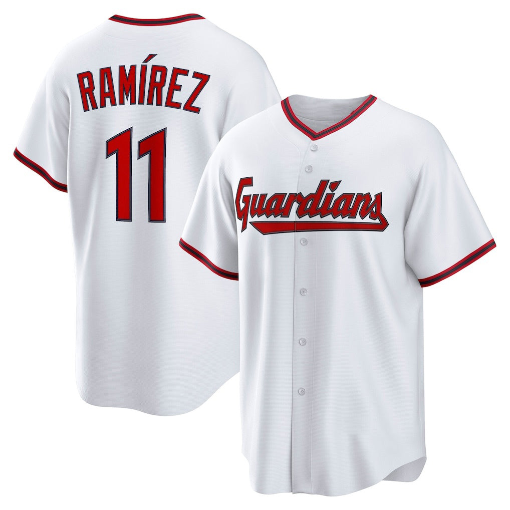 Cleveland Guardians #11 Jos¨¦ Ram¨ªrez White FEDASGOGE Home Replica Jersey