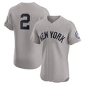 New York Yankees #2 Derek Jeter Gray FEDASGOGE Road 2020 Hall of Fame Induction Patch Elite Player Jersey