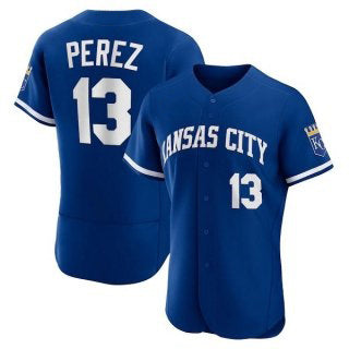 Kansas City Royals #13 Salvador Perez Blue FEDASGOGE Flex Base Stitched Jersey