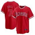 Los Angeles Angels #7 Jo Adell Player Red FEDASGOGE Home Game Stitched Jerseys