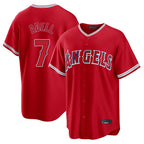 Los Angeles Angels #7 Jo Adell Player Red FEDASGOGE Home Game Stitched Jerseys
