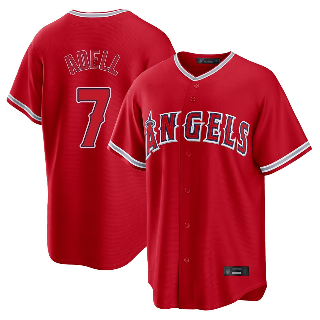Los Angeles Angels #7 Jo Adell Player Red FEDASGOGE Home Game Stitched Jerseys