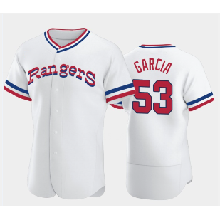 Texas Rangers #53 Adolis Garcia White FEDASGOGE Throwback Stitched Flex Base Jersey