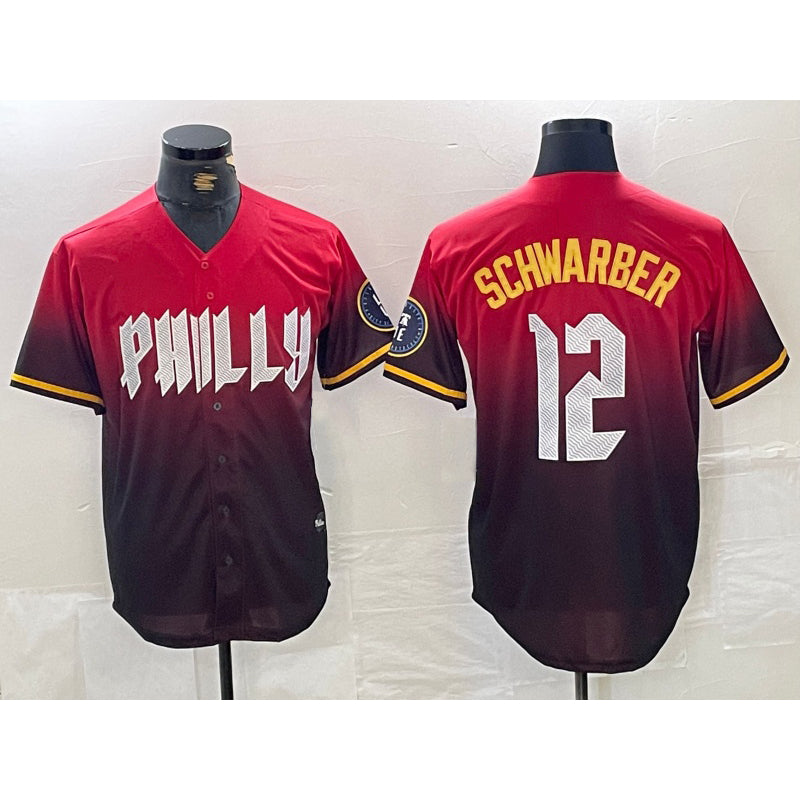Philadelphia Phillies #12 Kyle Schwarber Red FEDASGOGE 2024 City Cool Base Jersey