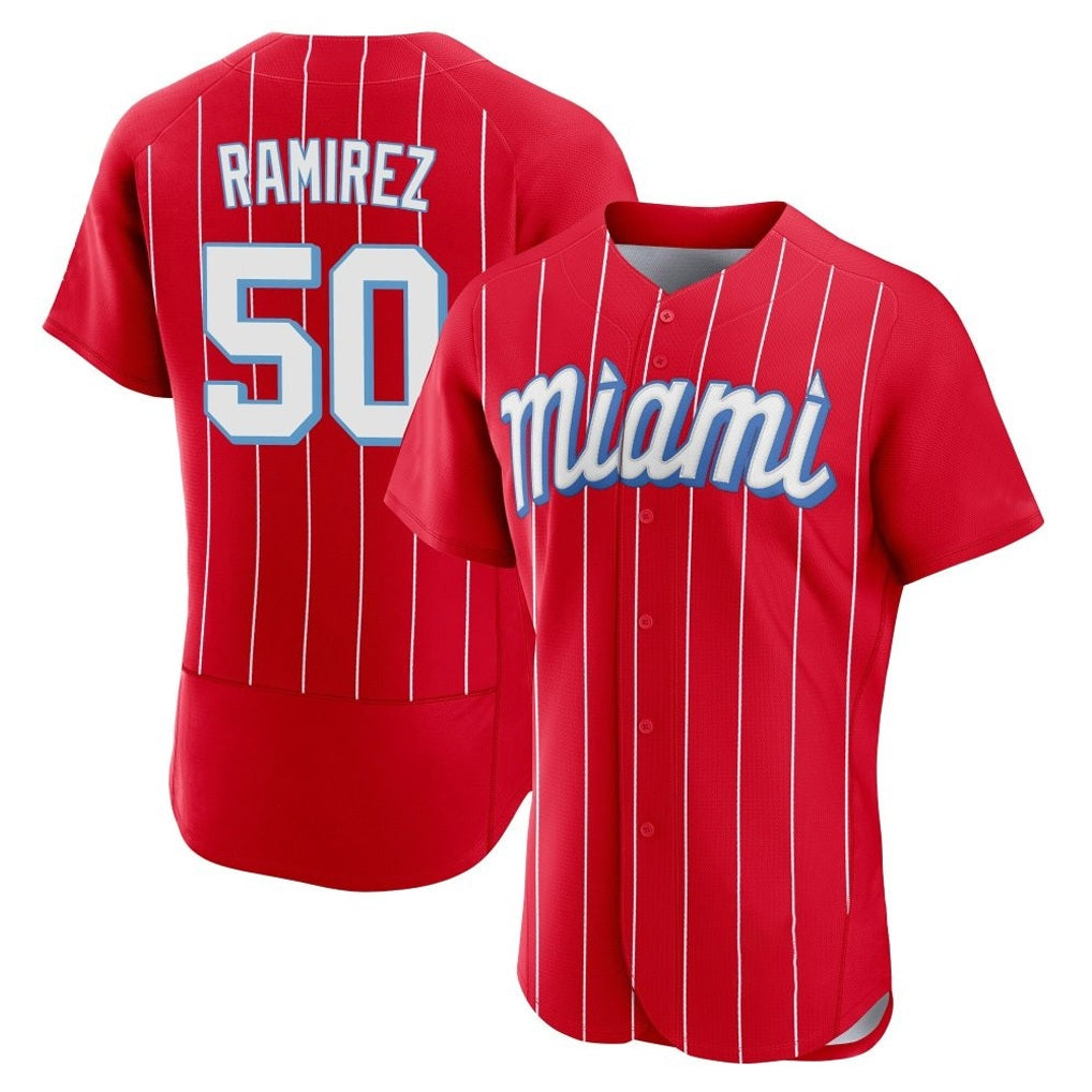 Miami Marlins #50 Agustin Ramirez Player Red FEDASGOGE City Connect Home Limited Elite Stitched Jerseys
