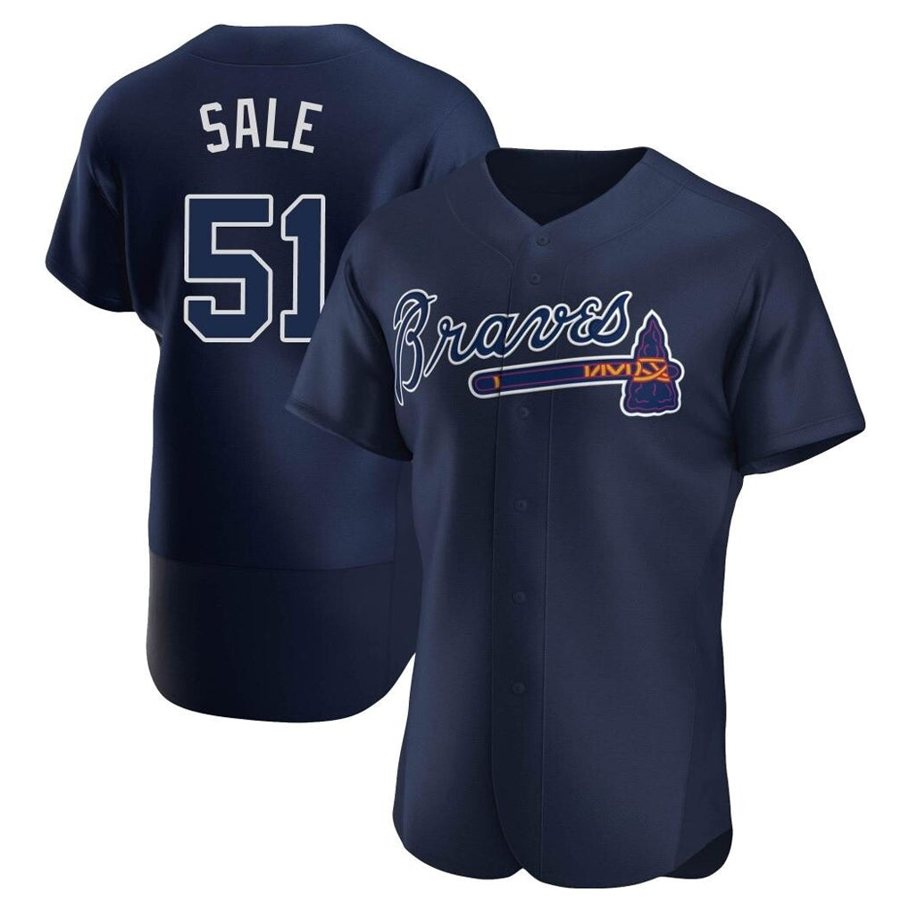 Atlanta Braves #51 Chris Sale Player Navy FEDASGOGE Alternate Limited Elite Home Game Stitched Jerseys