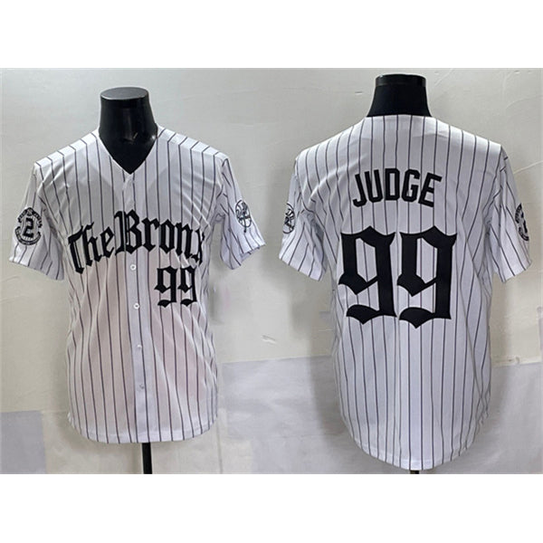 New York Yankees #99 Aaron Judge White FEDASGOGE Fashion Pinstripe 'Gothic Legacy Edition' Vapor Premier Limited Stitched Jersey