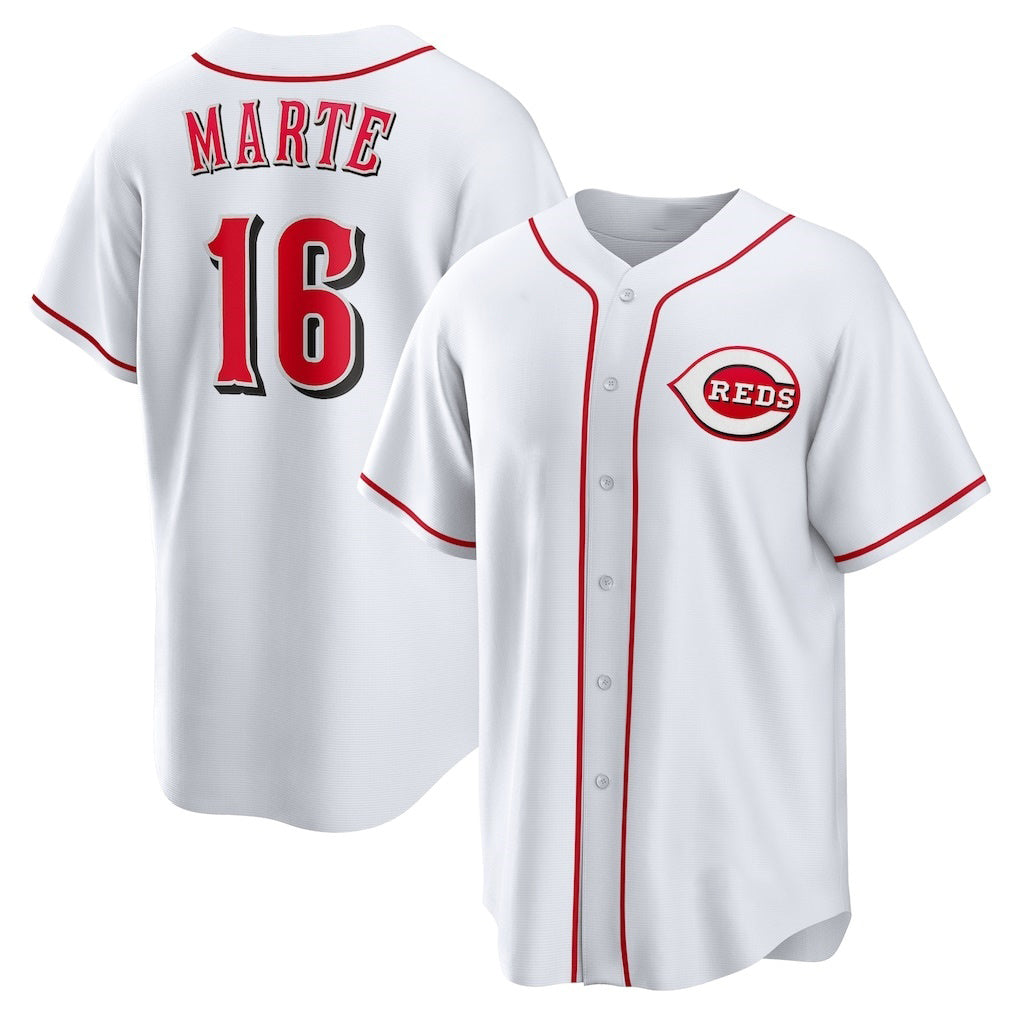 Cincinnati Reds #16 Noelvi Marte White FEDASGOGE Home Replica Jersey