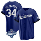 Los Angeles Dodgers #34 Fernando Valenzuela Player Royal FEDASGOGE World Series Meet City Connect Home Game Stitched Jerseys