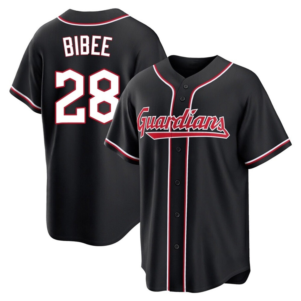 Cleveland Guardians #28 Tanner Bibee Player Black FEDASGOGE Fashion Out Home Game Stitched Jerseys