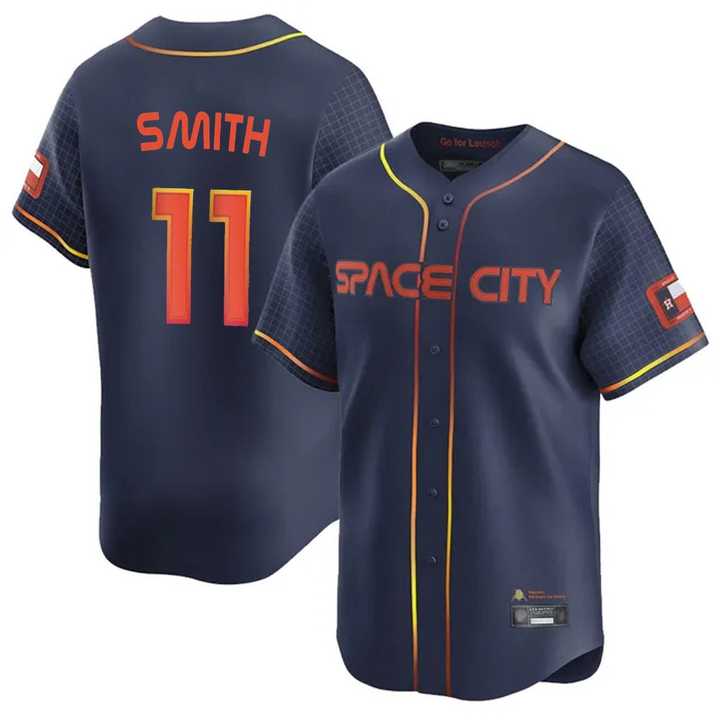 Houston Astros #11 Cam Smith Player Navy FEDASGOGE City Connect Home Limited Stitched Jerseys