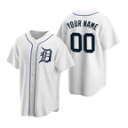 Custom Detroit Tigers White FEDASGOGE Stitched Cool Base Home Jersey