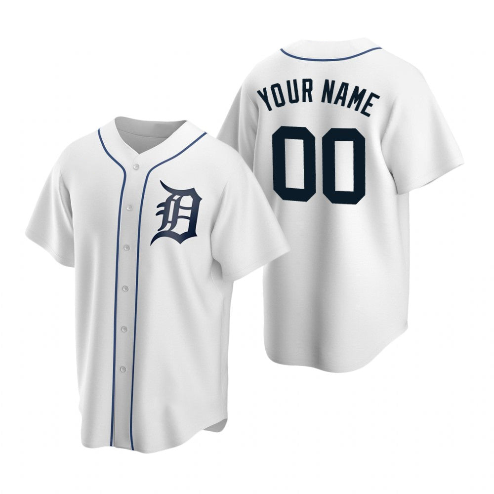 Custom Detroit Tigers White FEDASGOGE Stitched Cool Base Home Jersey