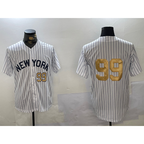 New York Yankees #99 Aaron Judge White FEDASGOGE Pinstripe Without Name Fashion Cool Base Jerseys