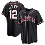 Los Angeles Angels #12 Jorge Soler Player Black FEDASGOGE Fashion Out Home Game Stitched Jerseys
