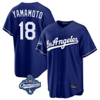 Los Angeles Dodgers #18 Yoshinobu Yamamoto Player Royal FEDASGOGE World Series Meet Game Stitched Jerseys
