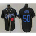 Los Angeles Dodgers #50 Mookie Betts Number Black FEDASGOGE Cool Base With Patch Stitched Jersey 2