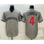 Minnesota Twins #4 Carlos Correa 2023 Grey FEDASGOGE Home Team Cool Base Stitched Jersey