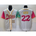 San Diego Padres #22 Juan Soto Number White FEDASGOGE NEW 2023 City Connect Cool Base Stitched Jersey