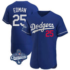 Los Angeles Dodgers #25 Tommy Edman Player Royal FEDASGOGE World Series Meet Limited Elite Home Stitched Jerseys