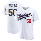 Los Angeles Dodgers #50 Mookie Betts Player Gold White FEDASGOGE 2026 Collection Stadium Limited Elite Stitched Jerseys