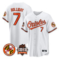 Baltimore Orioles #7 Jackson Holliday Player White FEDASGOGE 30th Anniversary of 2131 Home Game Stitched Jerseys