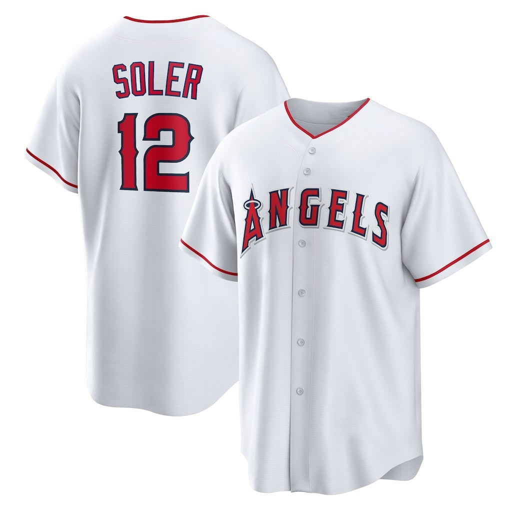Los Angeles Angels #12 Jorge Soler White FEDASGOGE Home Replica Jersey