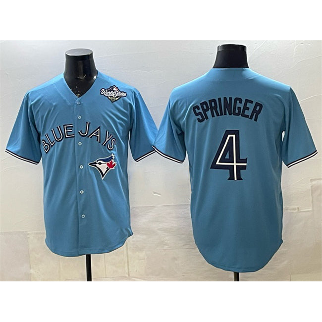 Toronto Blue Jays #4 George Springer Blue FEDASGOGE 2025 World Series Cool Base Stitched Jersey
