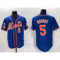 New York Mets #5 David Wright Blue FEDASGOGE With Patch Cool Base Stitched Jersey