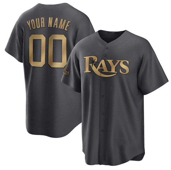 Custom Tampa Bay Rays Active Player Charcoal FEDASGOGE 2022 All-Star Cool Base Stitched Jersey
