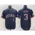 Houston Astros #3 Jeremy Pena Number Black FEDASGOGE Rainbow World Serise Champions Patch Cool Base Stitched Jersey
