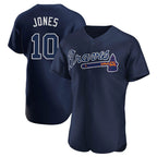 Atlanta Braves #10 Chipper Jones Player Navy FEDASGOGE Alternate Limited Elite Home Game Stitched Jerseys