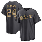 Detroit Tigers #24 Miguel Cabrera Player Charcoal FEDASGOGE All-Star Home Game Stitched Jerseys