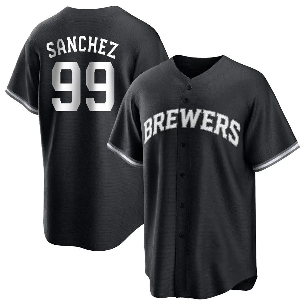 Milwaukee Brewers #99 Gary Sanchez Player Black FEDASGOGE Game Home Stitched Jerseys
