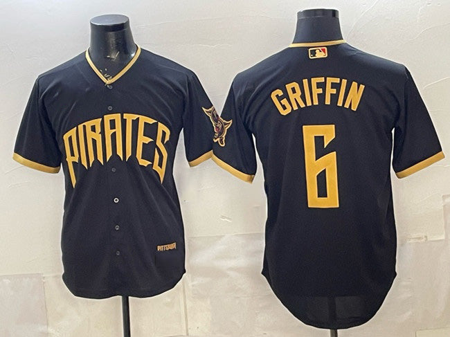 Pittsburgh Pirates #6 Konnor Griffin Black FEDASGOGE 2026 City Connect Stadium Stitched Jersey