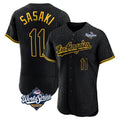 Los Angeles Dodgers #11 Roki Sasaki Player Black FEDASGOGE World Series Snake Skin City Limited Elite Home Stitched Jerseys