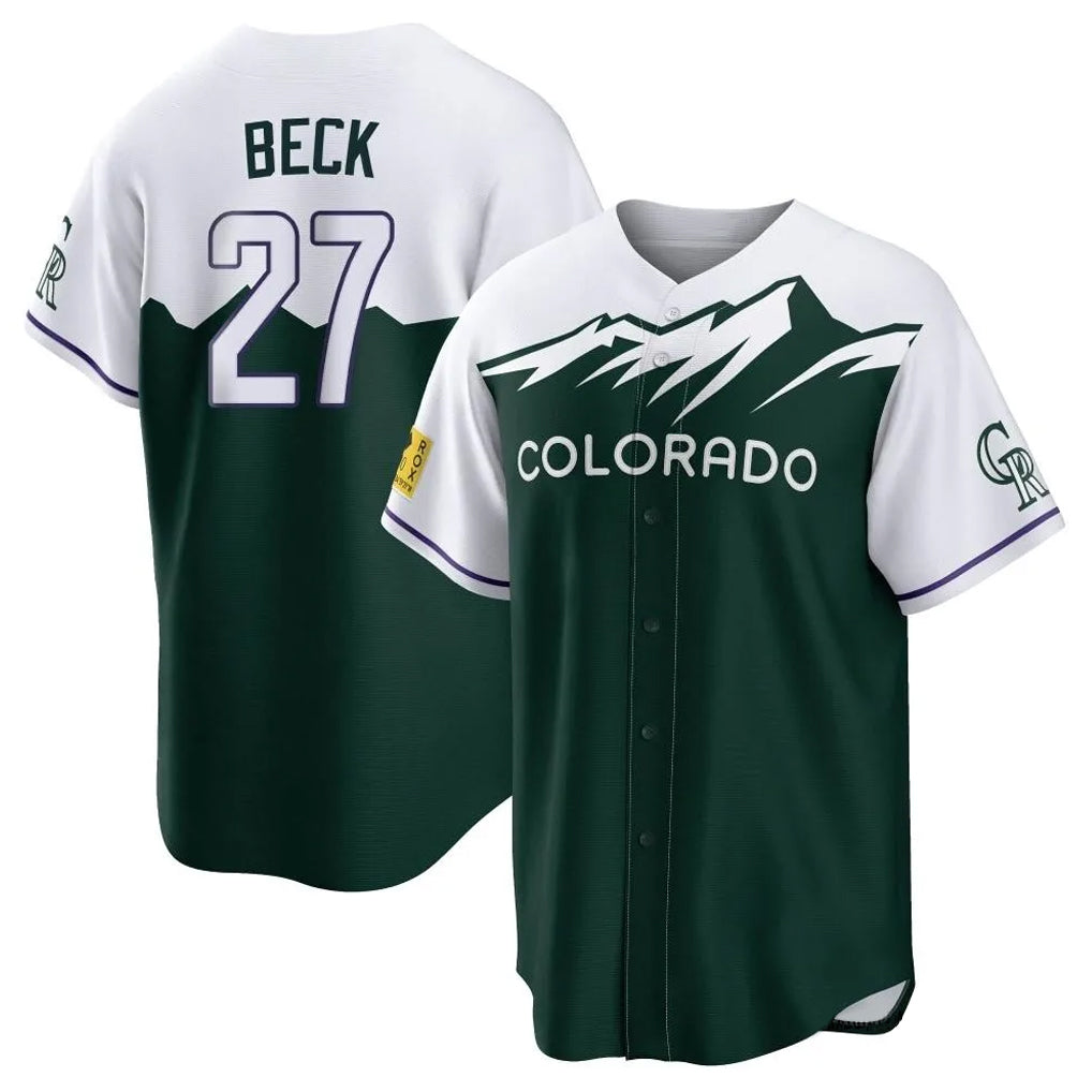 Colorado Rockies #27 Jordan Beck Player Green FEDASGOGE City Connect Home Game Stitched Jerseys