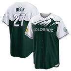 Colorado Rockies #27 Jordan Beck Player Green FEDASGOGE City Connect Home Game Stitched Jerseys