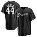 Atlanta Braves #44 Hank Aaron Player Black FEDASGOGE Home Game Stitched Jerseys