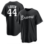 Atlanta Braves #44 Hank Aaron Player Black FEDASGOGE Home Game Stitched Jerseys